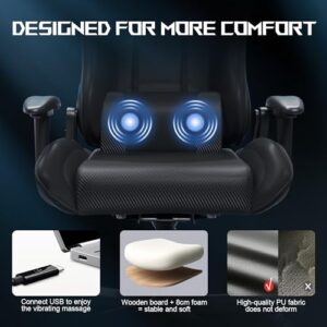 JUMMICO Chaise Gaming Ergonomique Noir – Support Lombaire, 150 kg Max