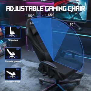 JUMMICO Chaise Gaming Ergonomique Noir – Support Lombaire, 150 kg Max