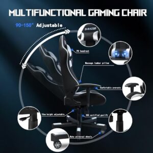 JUMMICO Chaise Gaming XL Ergonomique avec Lumbare – Charge 150 kg, Blanc