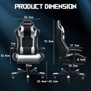 JUMMICO Chaise Gaming XL Ergonomique avec Lumbare – Charge 150 kg, Blanc