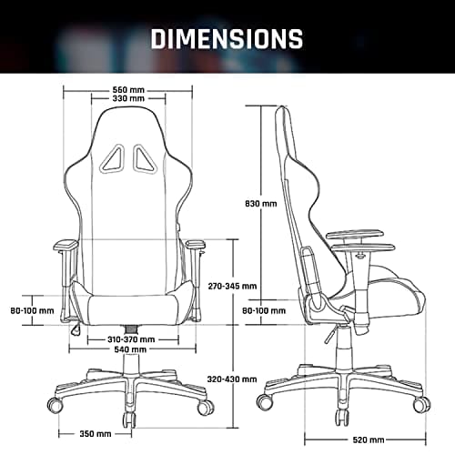 KLIM Chaise Gaming Inclinable en Simili Cuir – Noir Haut de Gamme