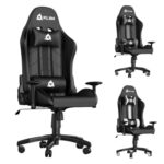 KLIM Chaise Gaming Inclinable en Simili Cuir - Noir Haut de Gamme