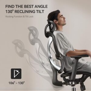 NOBLEWELL Chaise de Bureau Ergonomique avec Dossier Haut et Accoudoirs 3D Noir