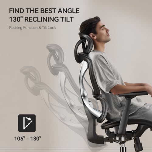 NOBLEWELL Chaise de Bureau Ergonomique avec Dossier Haut et Accoudoirs 3D Noir