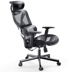 NOBLEWELL Chaise de Bureau Ergonomique avec Dossier Haut et Accoudoirs 3D Noir