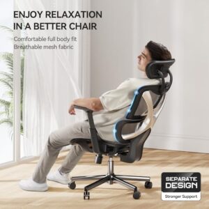 NOBLEWELL Chaise de Bureau Ergonomique avec Dossier Haut et Accoudoirs 3D Noir