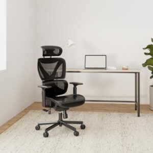 NOBLEWELL Chaise de Bureau Ergonomique avec Dossier Haut et Accoudoirs 3D Noir