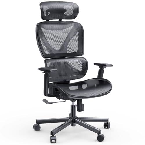 NOBLEWELL Chaise de Bureau Ergonomique avec Dossier Haut et Accoudoirs 3D Noir
