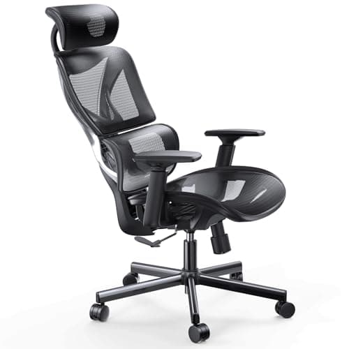 NOBLEWELL Chaise de Bureau Ergonomique avec Dossier Haut et Accoudoirs 3D Noir