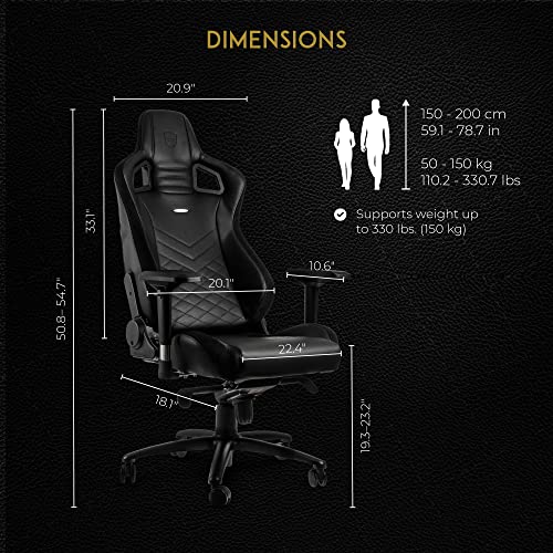 Noblechairs Epic : Chaise de Gaming et Bureau en Cuir Noir PU