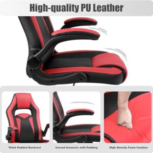 Chaise Gaming Ergonomique Youhauchair Rouge/Noir, Accoudoirs Rabattables, 150kg