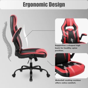 Chaise Gaming Ergonomique Youhauchair Rouge/Noir, Accoudoirs Rabattables, 150kg