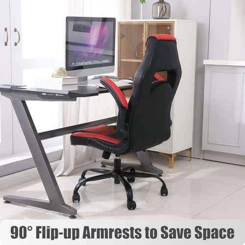 Chaise Gaming Ergonomique Youhauchair Rouge/Noir, Accoudoirs Rabattables, 150kg