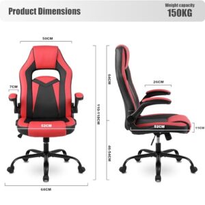 Chaise Gaming Ergonomique Youhauchair Rouge/Noir, Accoudoirs Rabattables, 150kg