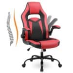 Chaise Gaming Ergonomique Youhauchair Rouge/Noir, Accoudoirs Rabattables, 150kg