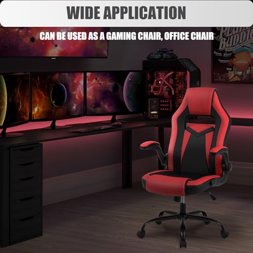 Chaise Gaming Ergonomique Youhauchair Rouge/Noir, Accoudoirs Rabattables, 150kg