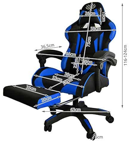 Chaise de Bureau Ergonomique Maltec 8978 avec Repose-Pieds Noir/Bleu/Rouge/Orange