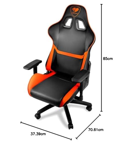 Chaise de Jeu COUGAR Armor – Assise Rembourrée et Dossier Rigide Noir/Orange