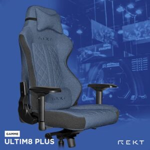 REKT ULTIM8 Plus – Chaise de Bureau Gaming XL Inclinable 180° (Bleu)