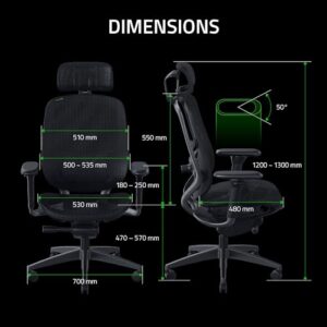 Razer Fujin Pro : Chaise Gaming Haut de Gamme Noir avec Support Lombaire 2D