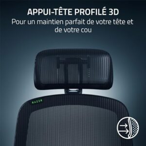 Razer Fujin Pro : Chaise Gaming Haut de Gamme Noir avec Support Lombaire 2D