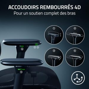 Razer Fujin Pro : Chaise Gaming Haut de Gamme Noir avec Support Lombaire 2D