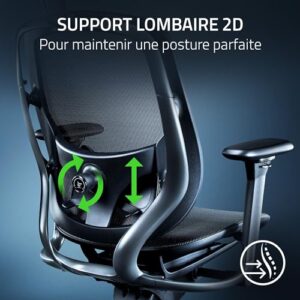 Razer Fujin Pro : Chaise Gaming Haut de Gamme Noir avec Support Lombaire 2D