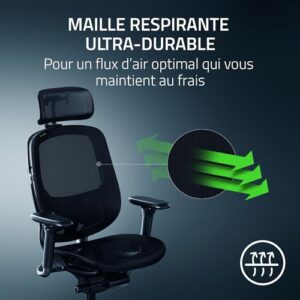 Razer Fujin Pro : Chaise Gaming Haut de Gamme Noir avec Support Lombaire 2D