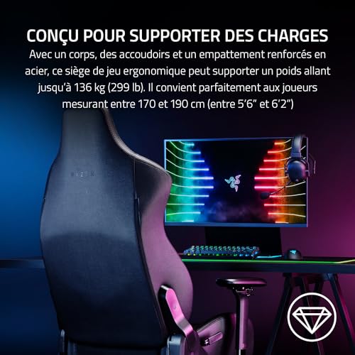 Razer Iskur : Chaise de jeu haut de gamme avec soutien lombaire