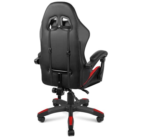 BOLLI Chaise Gaming Ergonomique avec Repose-Pieds et Support Lombaire Noir/Rouge