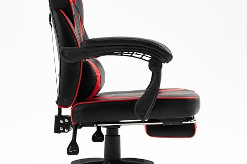 Chaise de Bureau Ergonomique IZTOSS avec Accoudoirs et Support Lombaire Noir/Rouge
