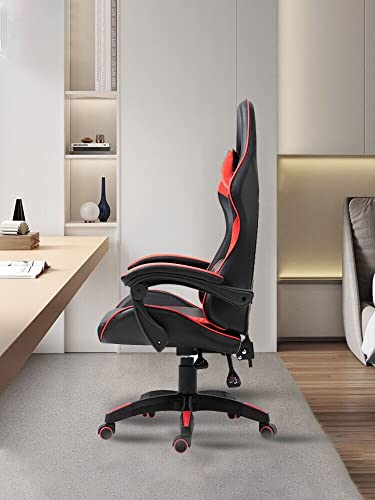Chaise de Bureau Ergonomique IZTOSS avec Accoudoirs et Support Lombaire Noir/Rouge