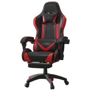 Chaise de Bureau Ergonomique IZTOSS avec Accoudoirs et Support Lombaire Noir/Rouge