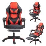 Frixovel Chaise Gaming avec Repose-Pied et Support Lombaire Noir/Rouge
