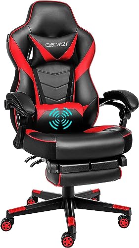 Chaise Gaming Massante YOURLITE, Fauteuil Ergonomique Inclinable 150° Noir/Rouge