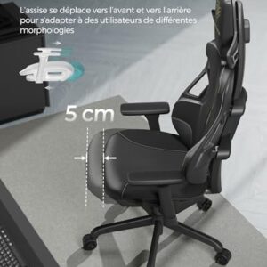 SONGMICS Fauteuil Gaming EVOGAMER noir avec accoudoirs réglables et dossier inclinable