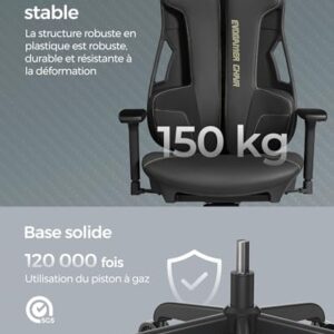 SONGMICS Fauteuil Gaming EVOGAMER noir avec accoudoirs réglables et dossier inclinable