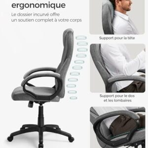 Chaise Gamer Ergonomique SONGMICS Hauteur Réglable Chaise gamer ergonomique réglable, soutien tête dos hanches, bureau.