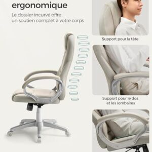 SONGMICS OBG022W01 : Chaise Ergonomique Gamer Réglable en Blanc Crème