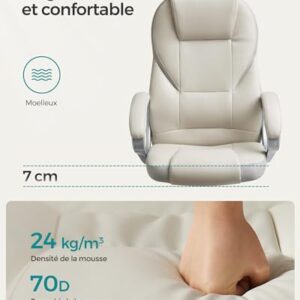SONGMICS OBG022W01 : Chaise Ergonomique Gamer Réglable en Blanc Crème