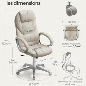 SONGMICS OBG022W01 : Chaise Ergonomique Gamer Réglable en Blanc Crème