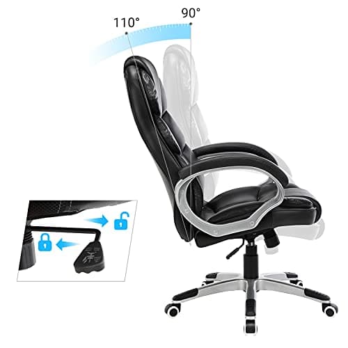 SONGMICS OBG025Q01 : Chaise de Bureau Noir en Simili Cuir 67×66 cm