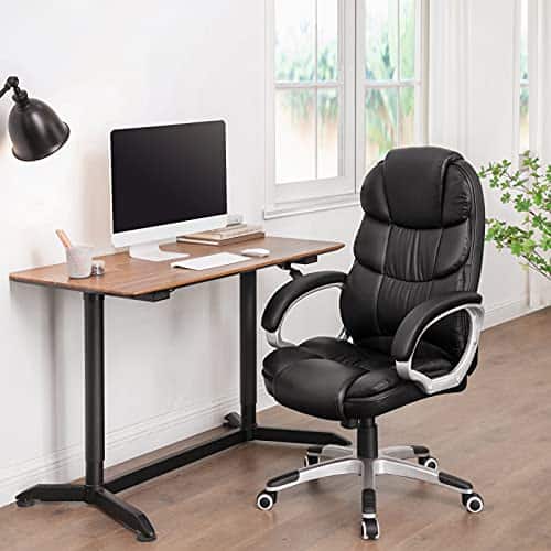 SONGMICS OBG025Q01 : Chaise de Bureau Noir en Simili Cuir 67×66 cm