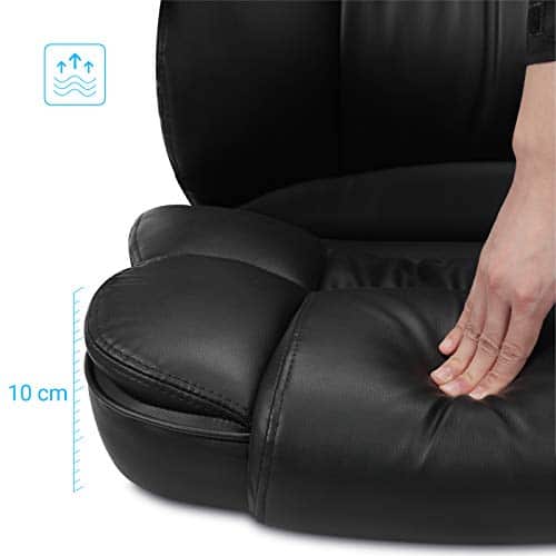 Chaise Bureau Noir SONGMICS 67x66 cm Chaise de bureau noir en simili cuir, épaisseur 10 cm, confortable et ergonomique.