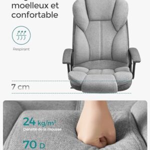 SONGMICS OBG057G01 : Chaise de Bureau Ergonomique Réglable pour Télétravail