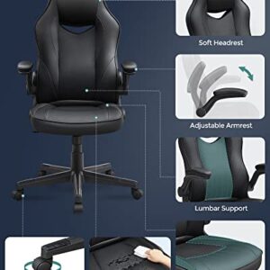 SONGMICS OBG064B01 : Chaise de Bureau Ergonomique Gamer Noir 150 kg