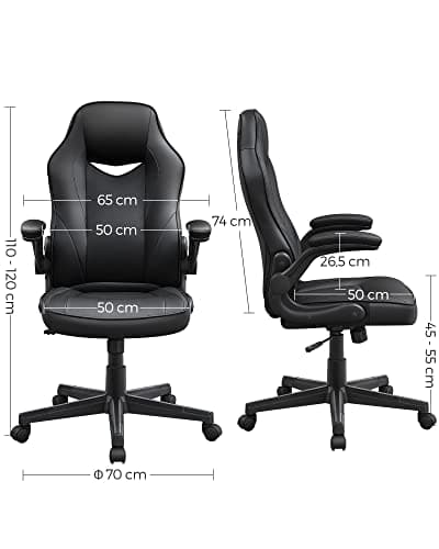 SONGMICS OBG064B01 : Chaise de Bureau Ergonomique Gamer Noir 150 kg