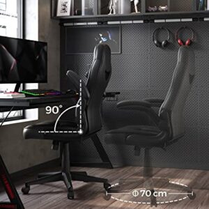 SONGMICS OBG064B01 : Chaise de Bureau Ergonomique Gamer Noir 150 kg