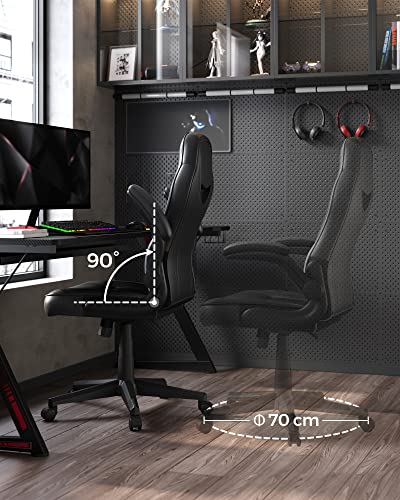 SONGMICS OBG064B01 : Chaise de Bureau Ergonomique Gamer Noir 150 kg