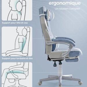 SONGMICS OBG073Q01 : Fauteuil de Bureau Gaming Réglable avec Repose-Pieds